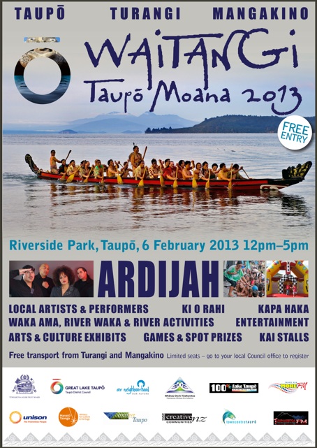 Waitangi Day with the Waitangi &#8211; Taup&#333;  Moana 2013 festival poster